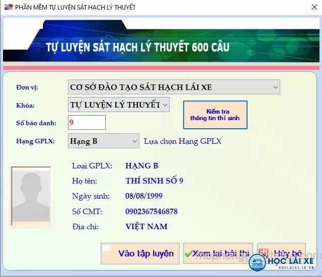 Phần mềm ôn thi lý thuyết 600 câu hỏi 2025 (tự luyện trên máy tính)